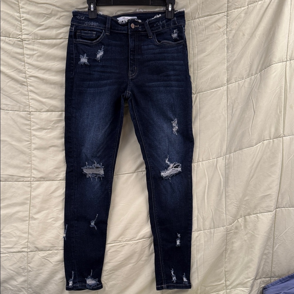 KanCan Dark Wash Distressed Skinny Jeans